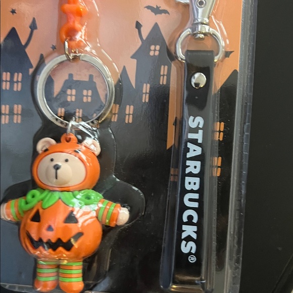 Starbucks limited edition Korea Halloween Pumpkin Bear Keychain with Orange Clip - Picture 3 of 3
